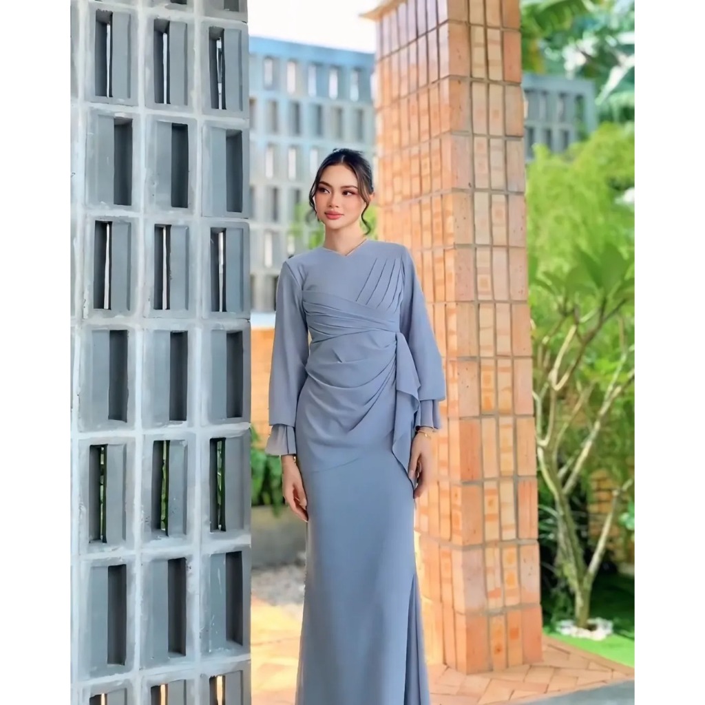 Gamis Elegan Clara Dress AF Bahan Ceruty Babydoll LD 100-120 cm PJ 137 cm Size M L XL XXL Gamis Kond
