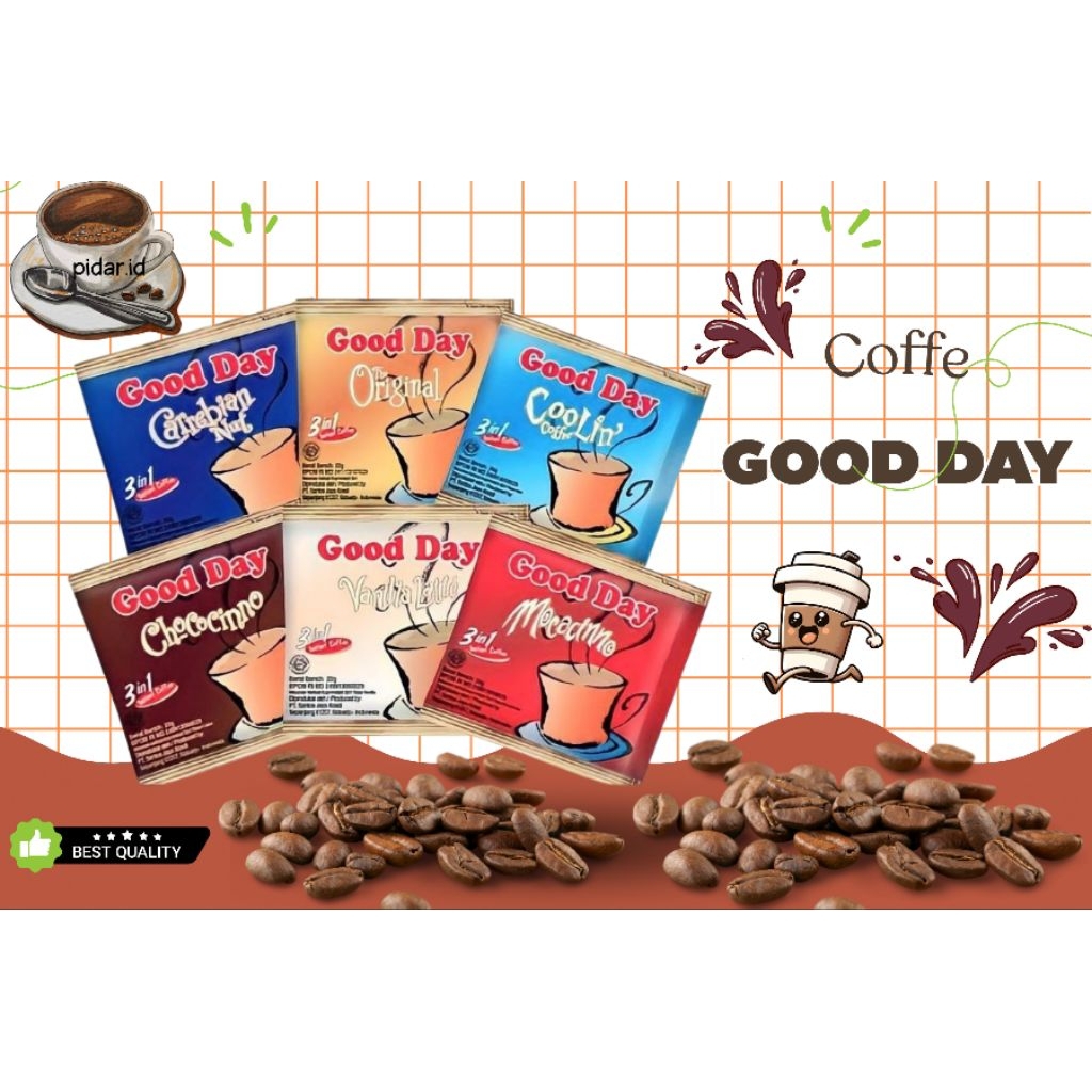 

Good Day Coffe 3 in 1 sachet 10 x 20 gr All Varian Rasa