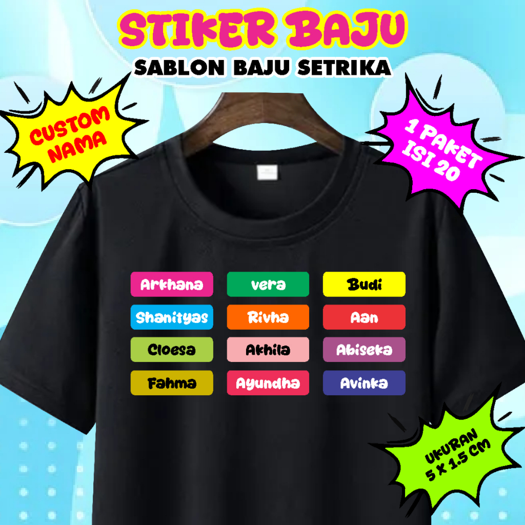 

STIKER NAMA BAJU // DTF NAMA // STIKER BAJU TANDA PENGENAL BISA CUSTOM