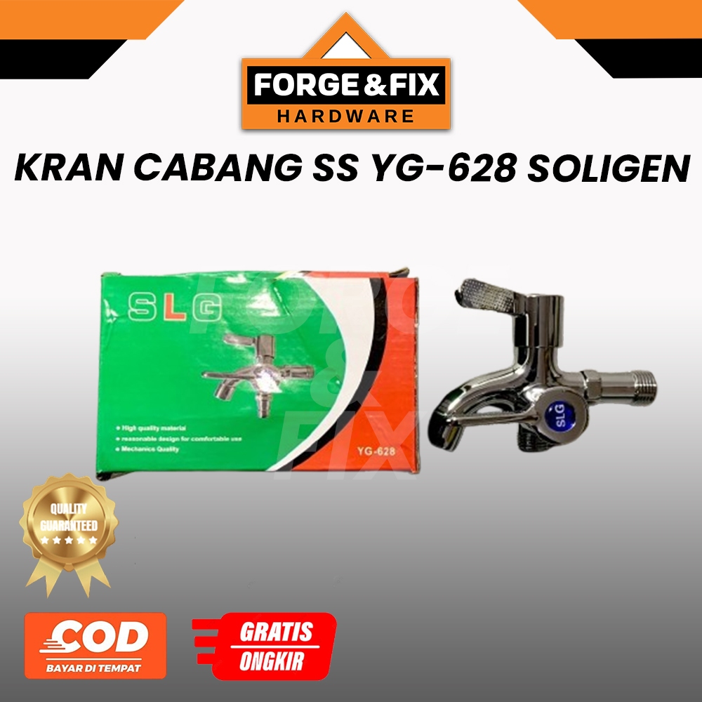 SOLIGEN Kran Cabang Double Dobel Tembok Stainless YG-628