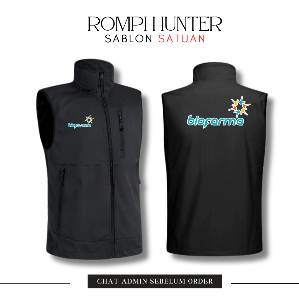 Rompi Jaket Tanpa Hoodie Tanpa Lengan Zipper Custom Biofarma BUMN