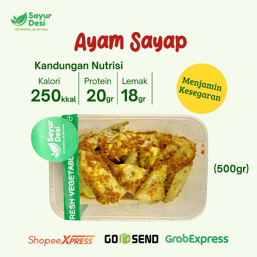 

Sayap Ayam Marinasi 500 gram Sayur Desi