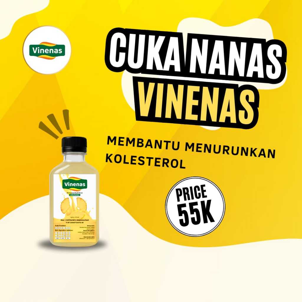 

Cuka Nanas Vinenas Membantu Menurunkan Kolesterol,Asam Urat, Darah Tinggi dan Diabetes 200mL