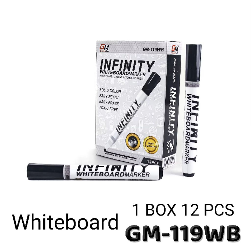 

Spidol whiteboard 1pak isi 12 pcs - Tinta hitam pekat