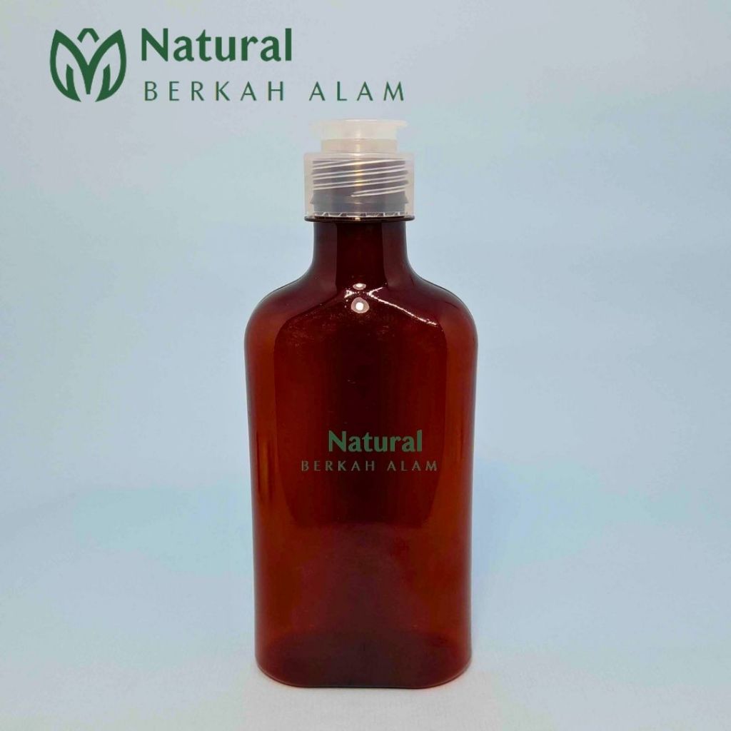 Botol Plastik Gepeng 330 Ml Gepeng Coklat Trans Tutup Fliptop Jamur Polos / Botol Plastik / Botol Ai