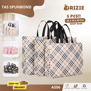 

(5Pcs) Spunbond Tas Belanja Tas Hampers Souvenir Hajatan Spoundbond Bag Tas Belanja Spunbond Model Tribal Kantong Kain Souvenir Goodie Bag Spunbond / Tas Spunbond Motif Tas Belanja AS06