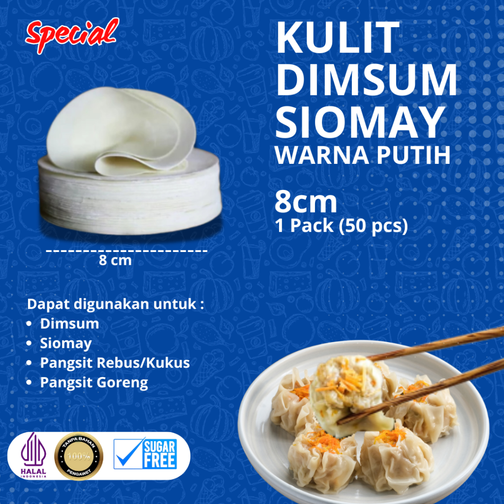 

Kulit dimsum/pangsit/gyoza Putih diameter 8 Cm