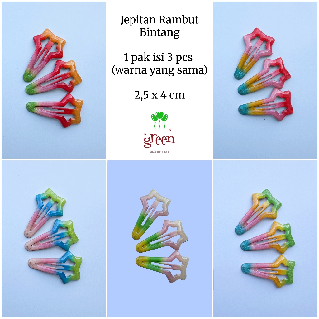 Jepitan rambut bintang isi 3 pcs Jepit rambut bintang Kep rambut Jepit rambut korea
