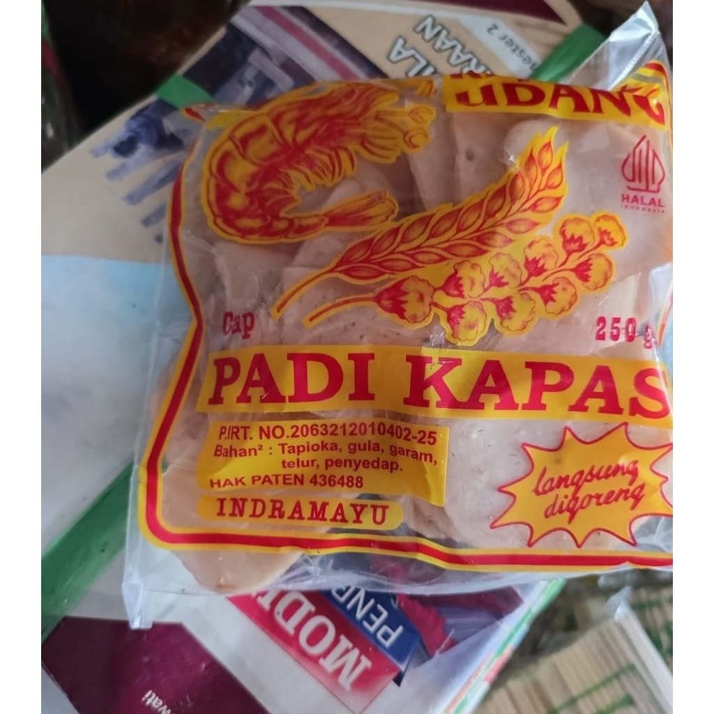 

Kerupuk udang kancing besar cap padi kapas ukuran 250gr