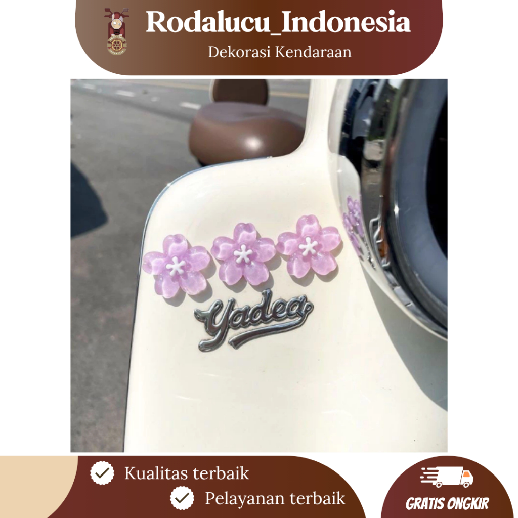 [RODALUCU] (1 Set 3 Pcs) Stiker Bunga Sakura Transparan – Dekorasi Mobil & Motor, Elegan dan Cantik