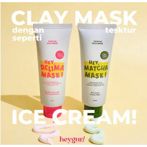 HEYGURL MASK DELIMA MATCHA PREMIUM FACE MASK HEY MATCHA DELIMA MASK MASKER WAJAH CLAY MASK