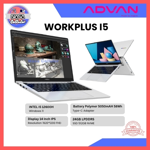 ADVAN Laptop Workplus Intel i5 12600H, Workplus AMD Ryzen 5 6600H & Workplus Heritage Ryzen 5 7535HS