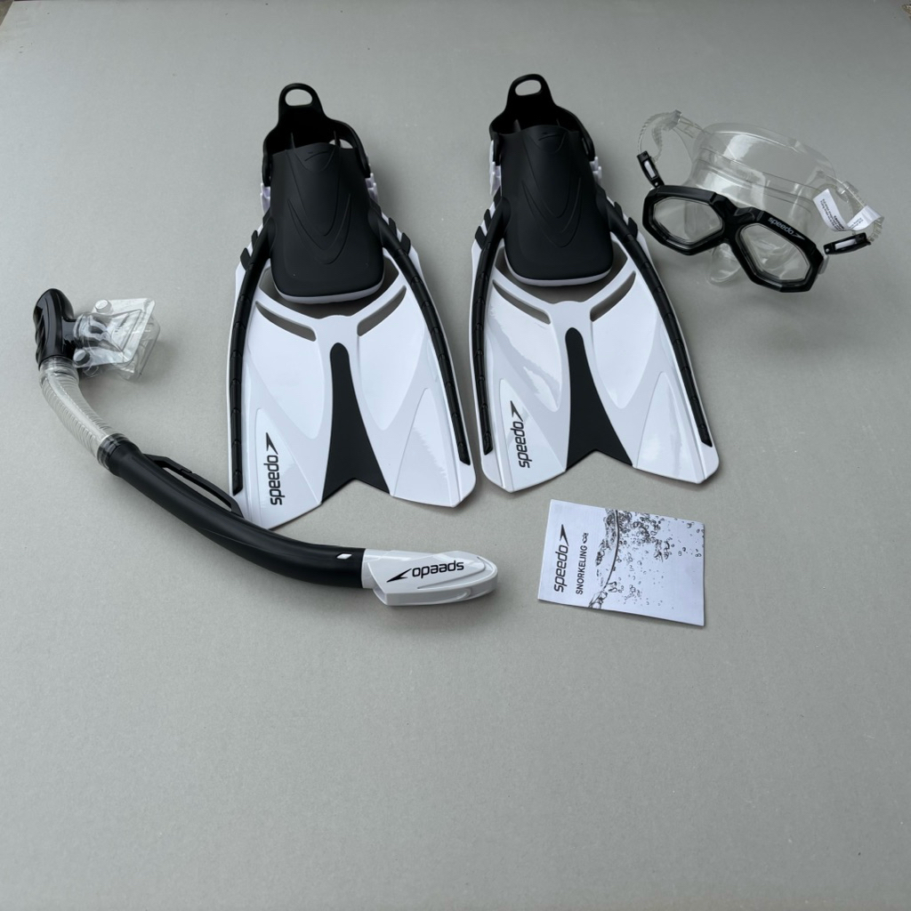 Kacamata SNORKELING SPEEDO LEISURE Adult Dual Lenses and FINS Set ORIGINAL Resmi