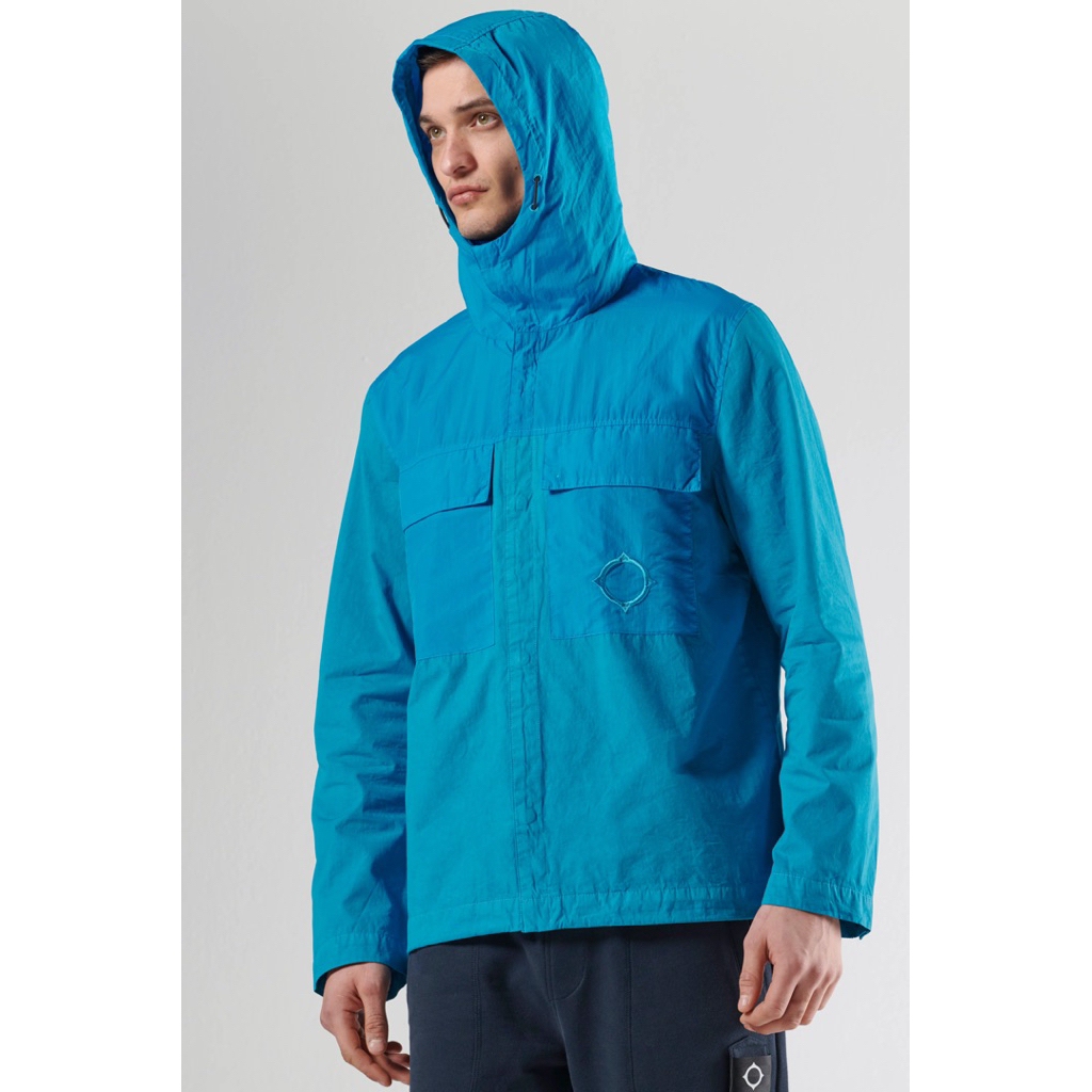 MASTRUM Garment Dyed Nycod Hooded Runner In Vallarta Blue