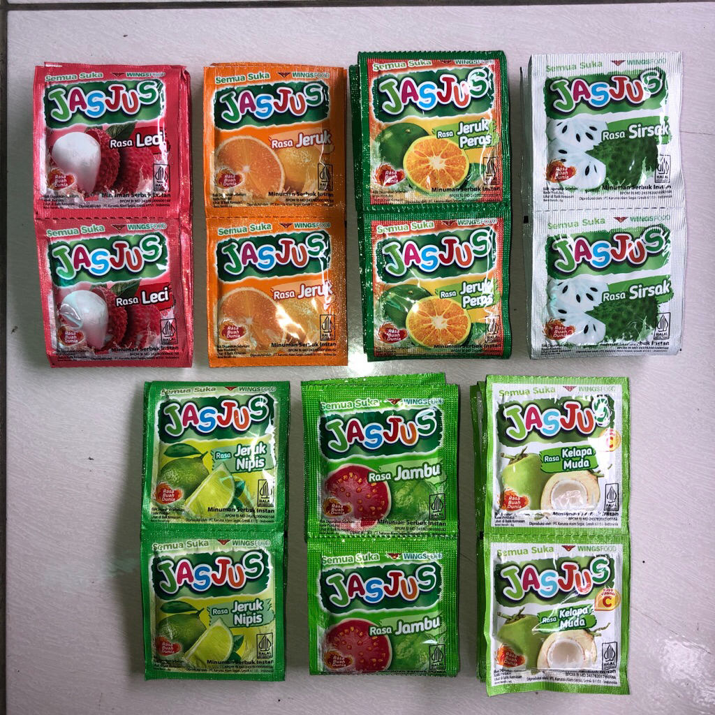 

Jasjus Minuman Serbuk Rasa Buah ( 1 Renceng / 10 Sachet )