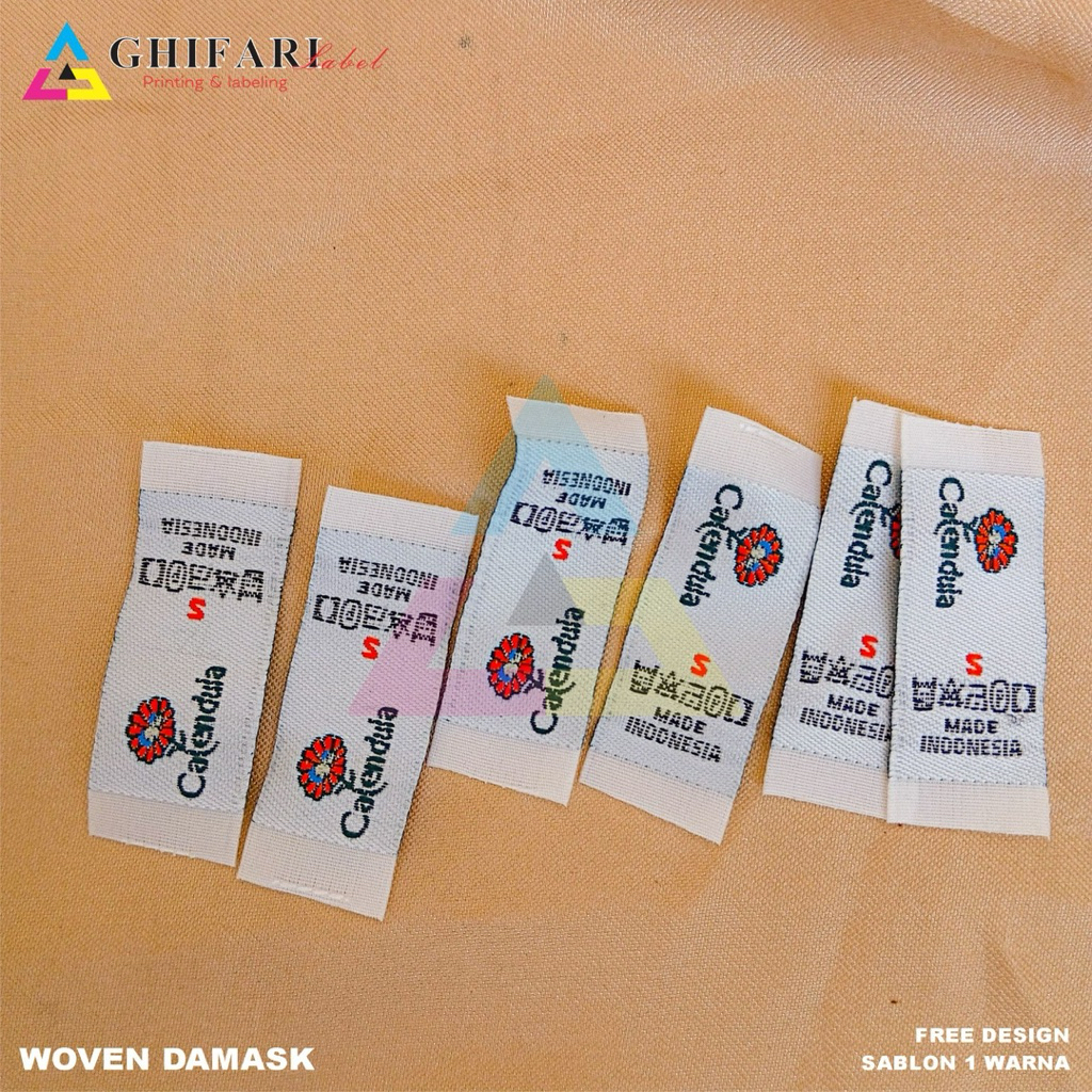 

2,5x4cm label woven lembut / label bordir / label hijab / label rajut / label pakaian / merek baju / cap pakaian