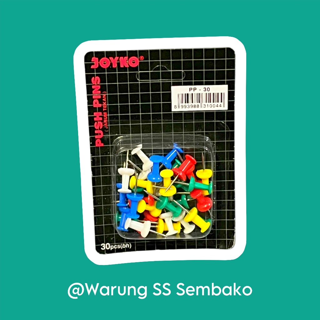 

Joyko Push Pins PP-30 Paku Mading warna 1 pack isi 30 pcs