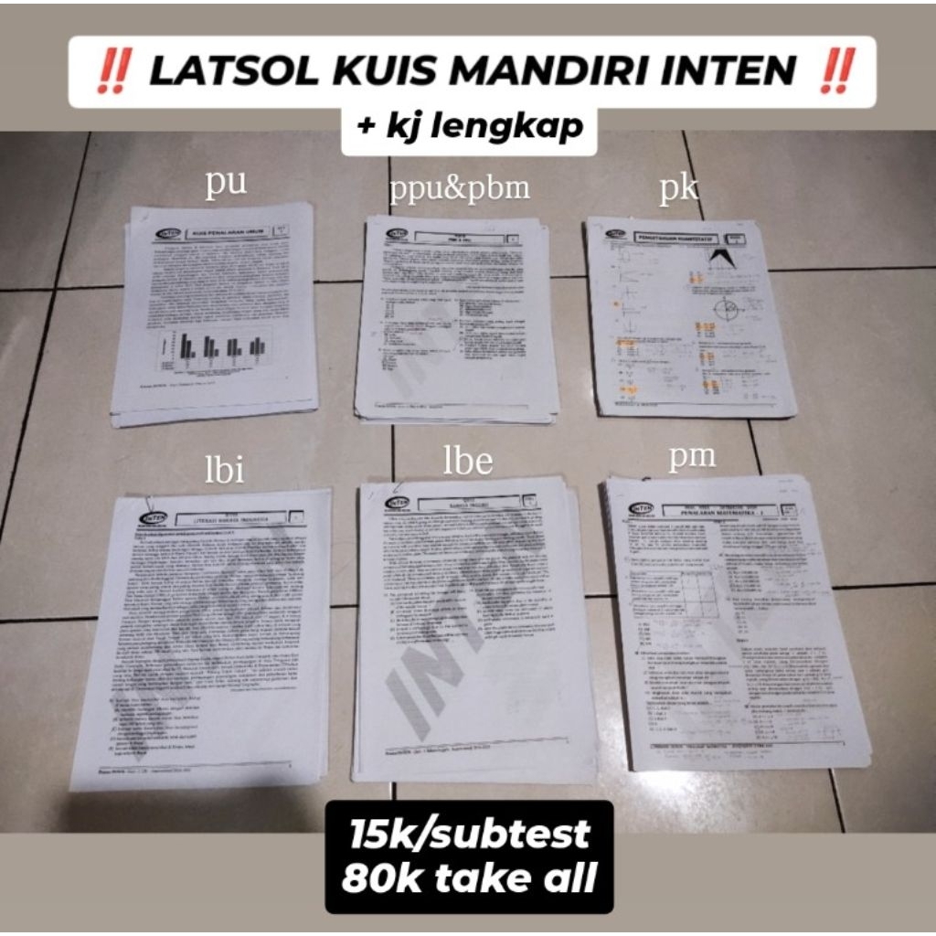SOAL KUIS MANDIRI INTEN + KUNCI JAWABAN