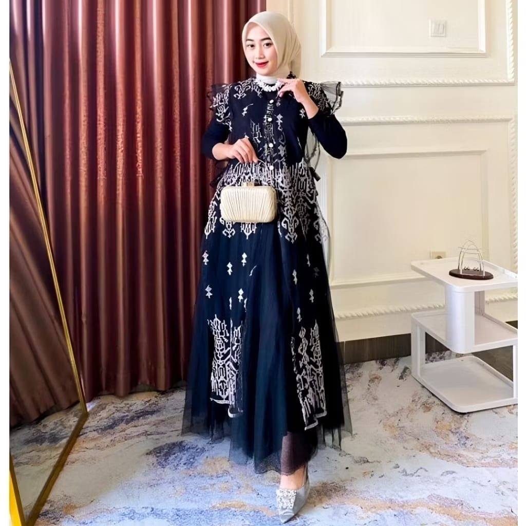 Olla Brukat Long Vest ~ Outer Brukat Etnik Mewah Lengan Pendek