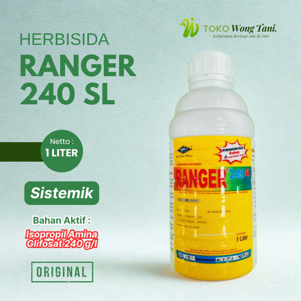 Herbisida Sistemik RANGER 240 SL isi 1 Liter Original CAP KAPAL TERBANG Pengendali Gulma Efektif