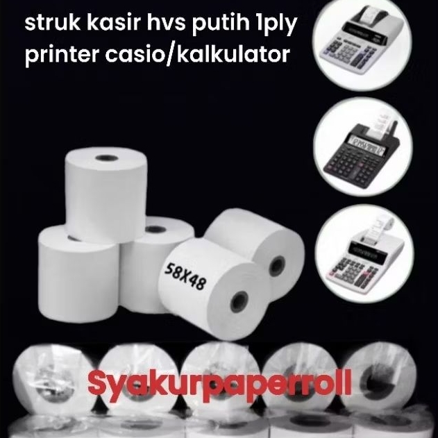

Kertas struk kasir HVS 58x48mm paket 10 pcs struk HVS 1Ply printer kalkulator 58mm