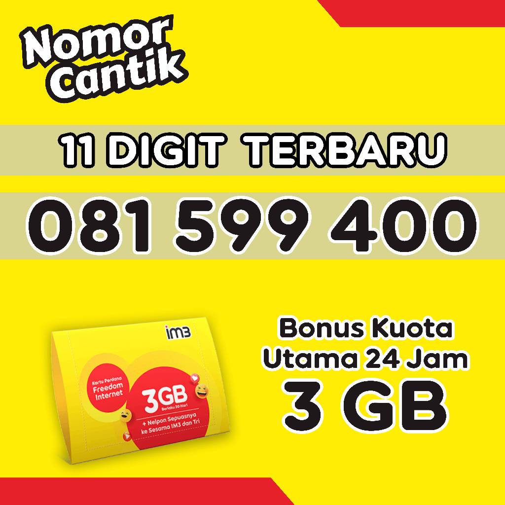 Kartu perdana indosat Nomor Cantik 11 Digit  3GB+Nelpon Sepuasnya ke Sesama IM3 dan Tri Edisi Terbar