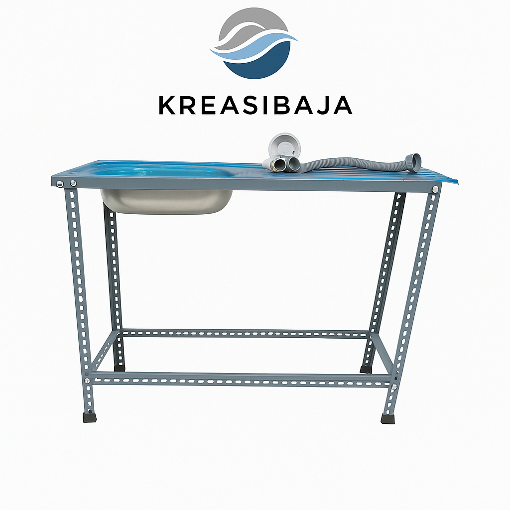 wastafel portabel cuci piring kerangka besi siku lubang ketebalan 1.5mm