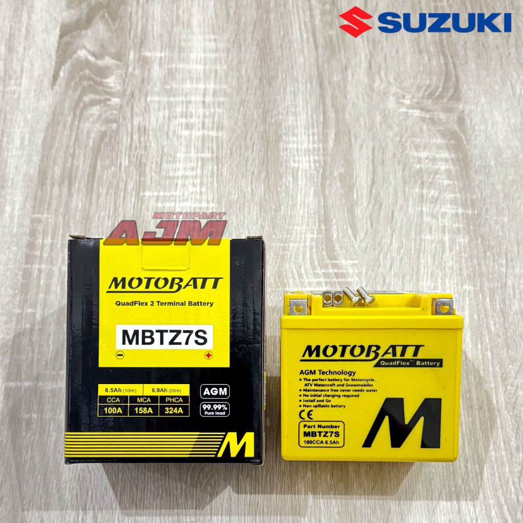 AKI MOTOBATT QUADFLEX MBTZ7S SATRIA FU KARBU/SATRIA FU INJEKSI/GSX 150/ BANDIT 150 ORIGINAL MOTOBATT