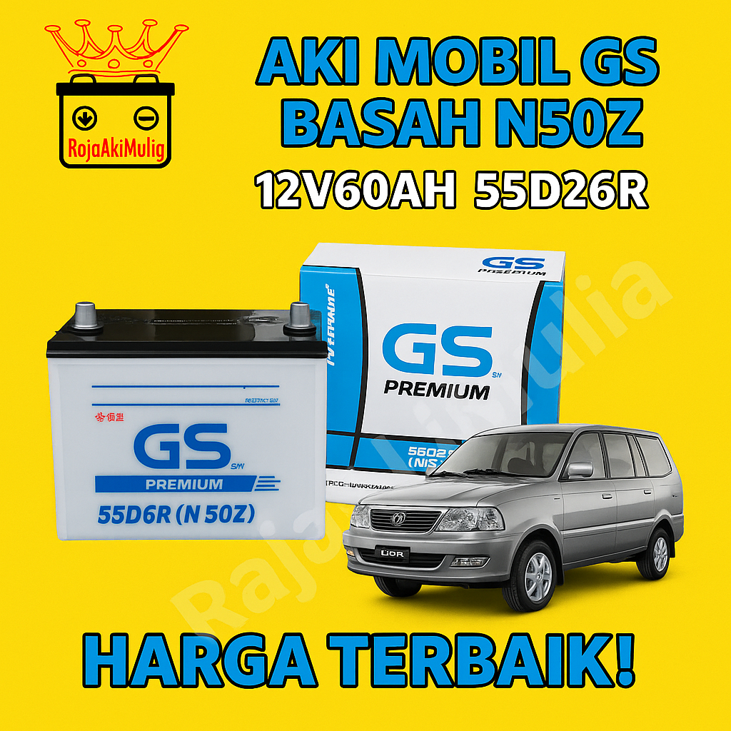 AKI MOBIL GS  BASAH N50Z DYNA, ELF, FUSO, COLD DIESEL INPR