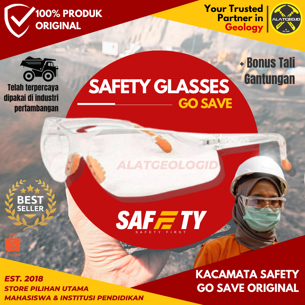 Kacamata Safety Geologi Pertambangan Gosave/kings Original APD