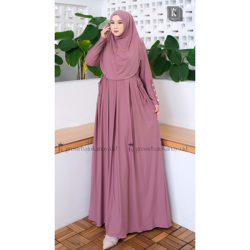GAMIS SET HIJAB INARA  -  POLOS - JUMBO BAHAN JERSY BY KANAYA