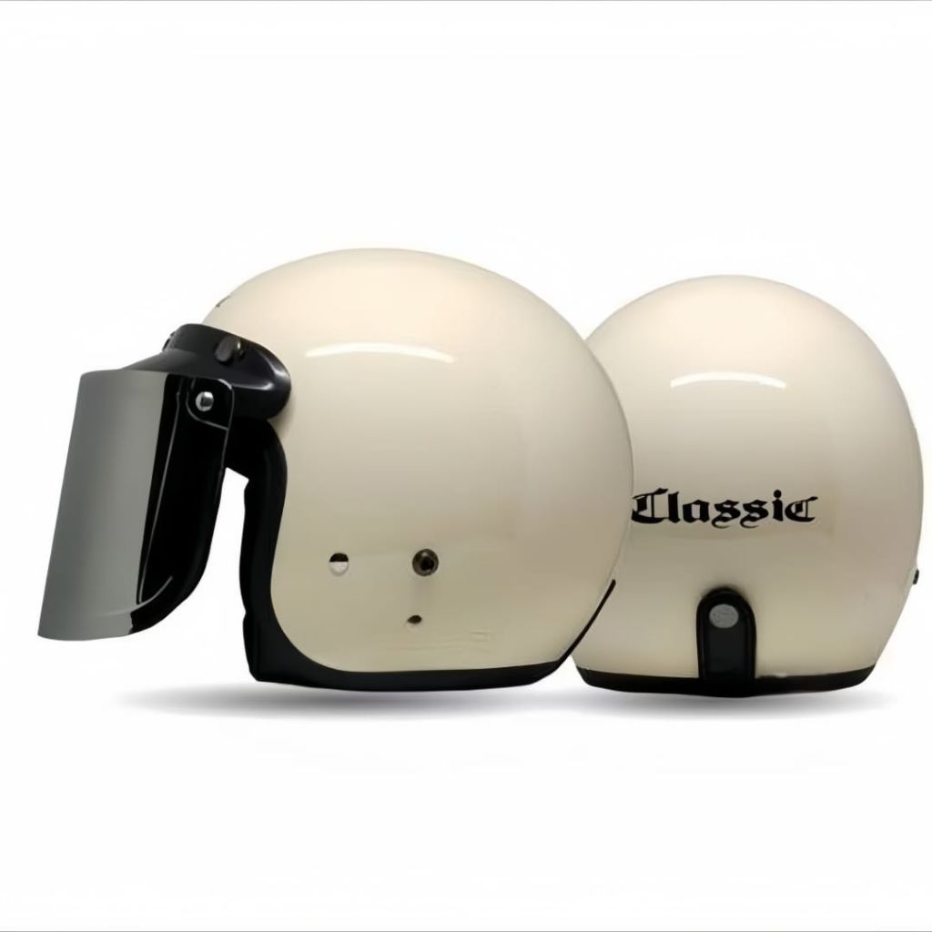 Helm bogo Polos dewasa full leher/helm bogo kaca datar & cembung SNI/Helm Bogo Kaca Silver