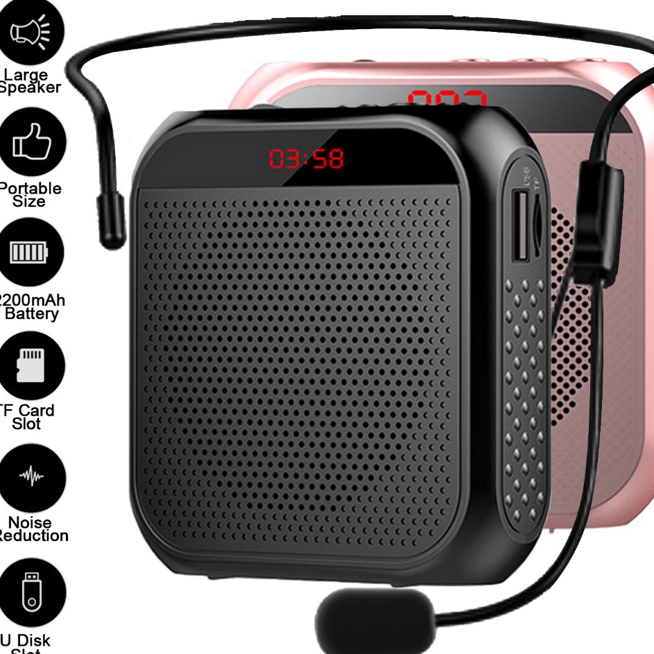Speaker Megaphone Mini Guru Tour Guide Pidato Speaker Pinggang Dengan Kabel Audio Mic Headset