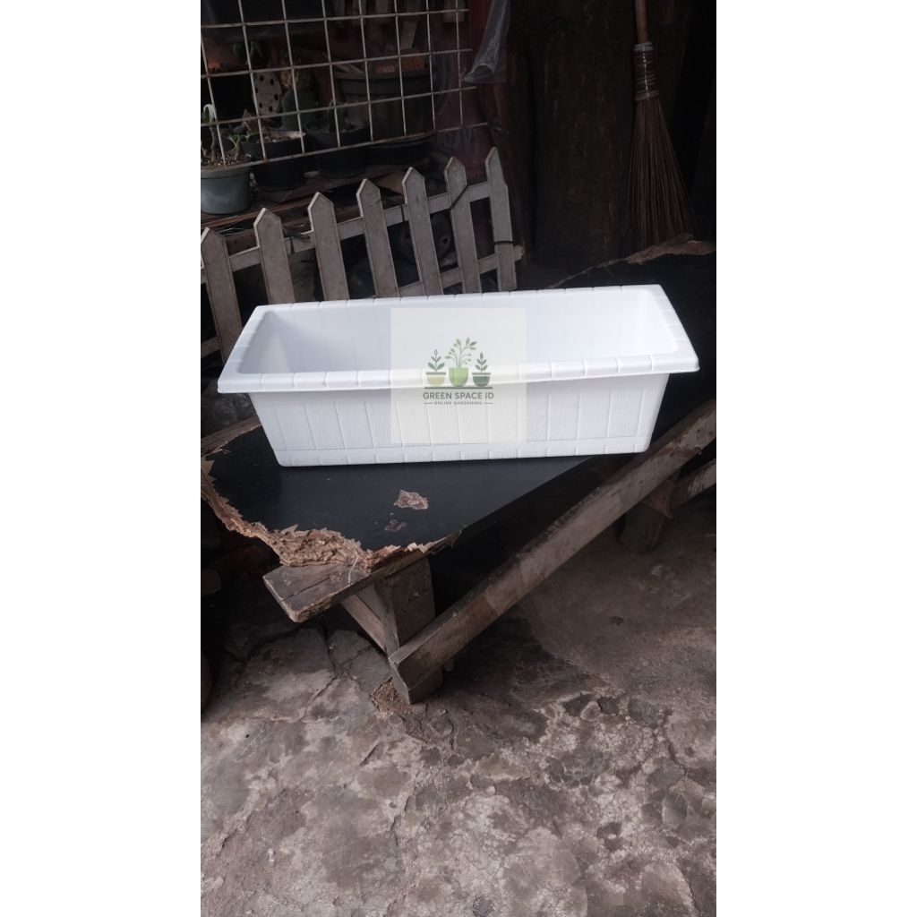 Pot panjang putih pot tanaman panjang 40cm lebar 20cm pot bunga pot pohon pot putih