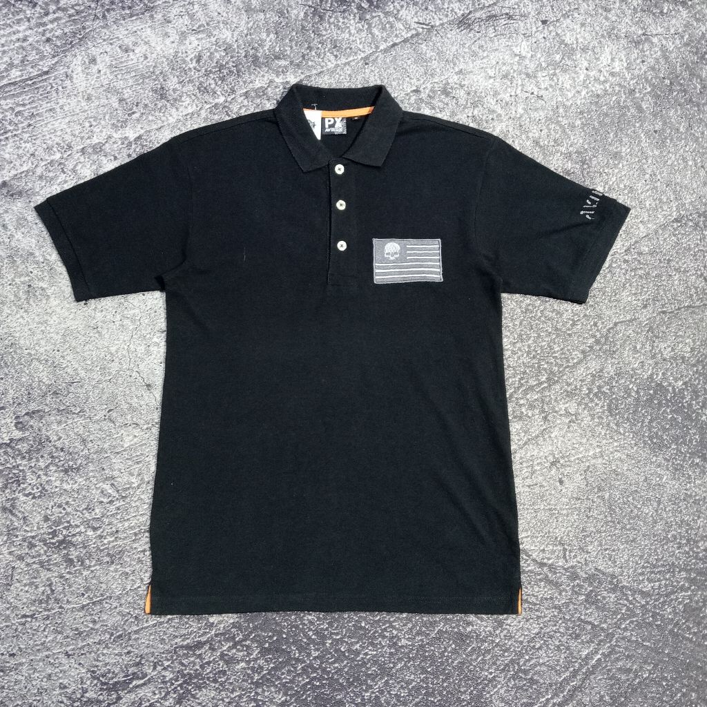 kaos krah polo pria PX AVIREX hitam bagus size M