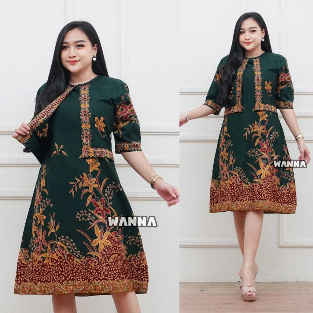 DRESS BATIK KIRANA DRESS ELEGAN ATASAN WANITA MODERN / DRESS BATIK WANITA MODERN