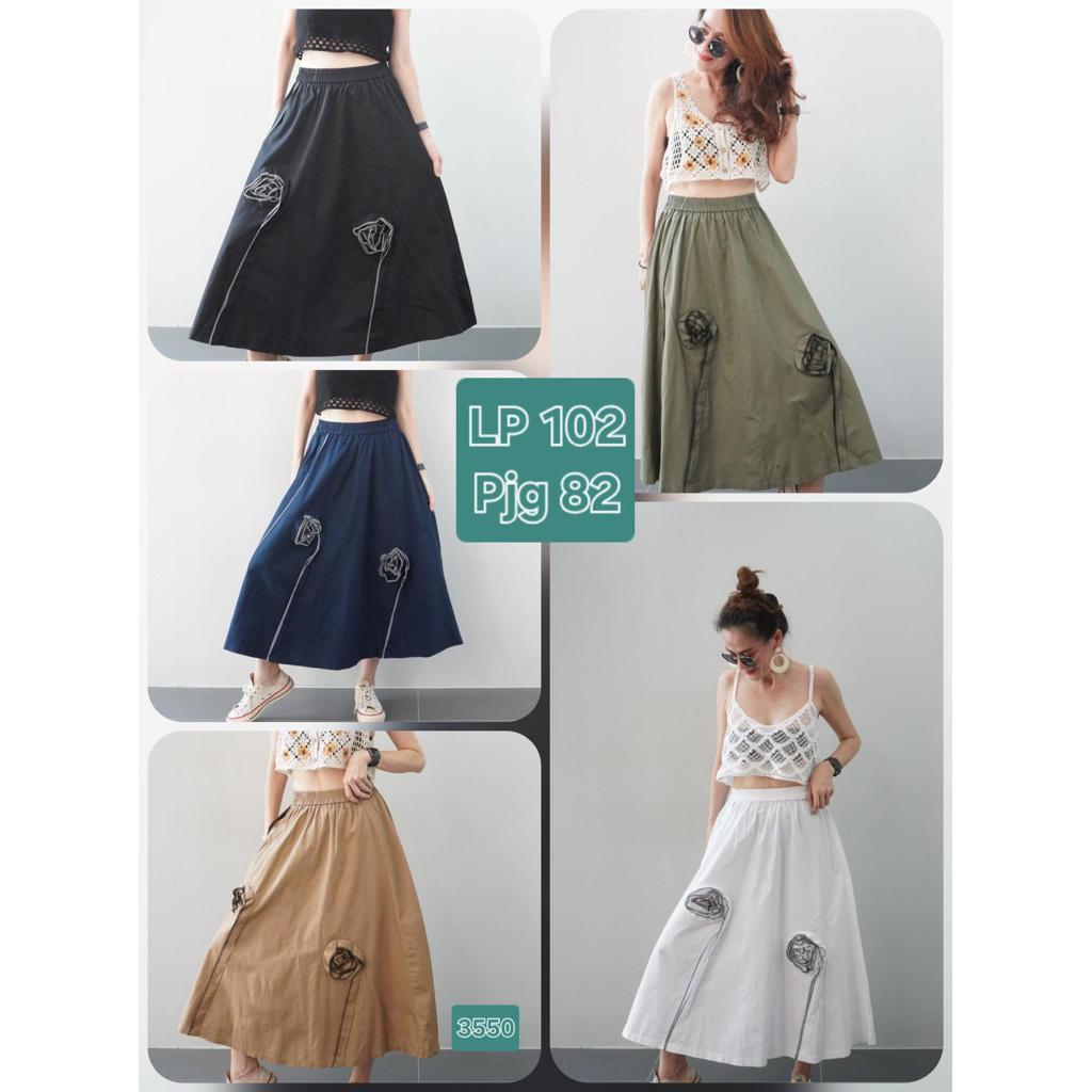 bawahan rok wanita bunga timbul import bangkok, pinggang karet 3550