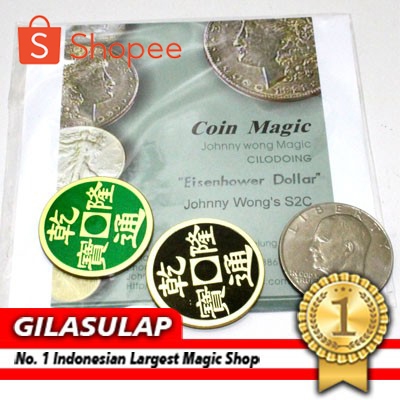 JOHNNY WONG`S S2C (Eisenhower Dollar) with DVD  Sulap Original