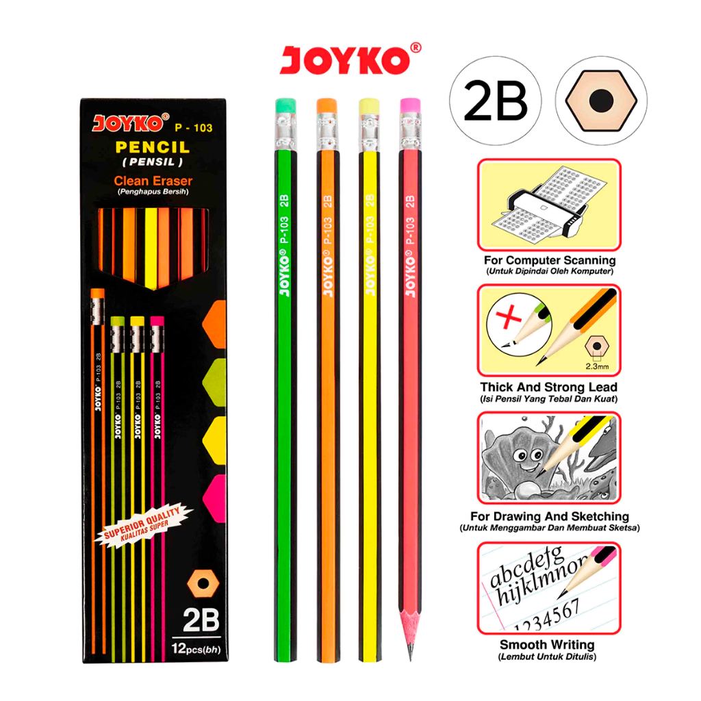 

Pencil Pensil Joyko P-103 2B 1 BOX 12 PCS