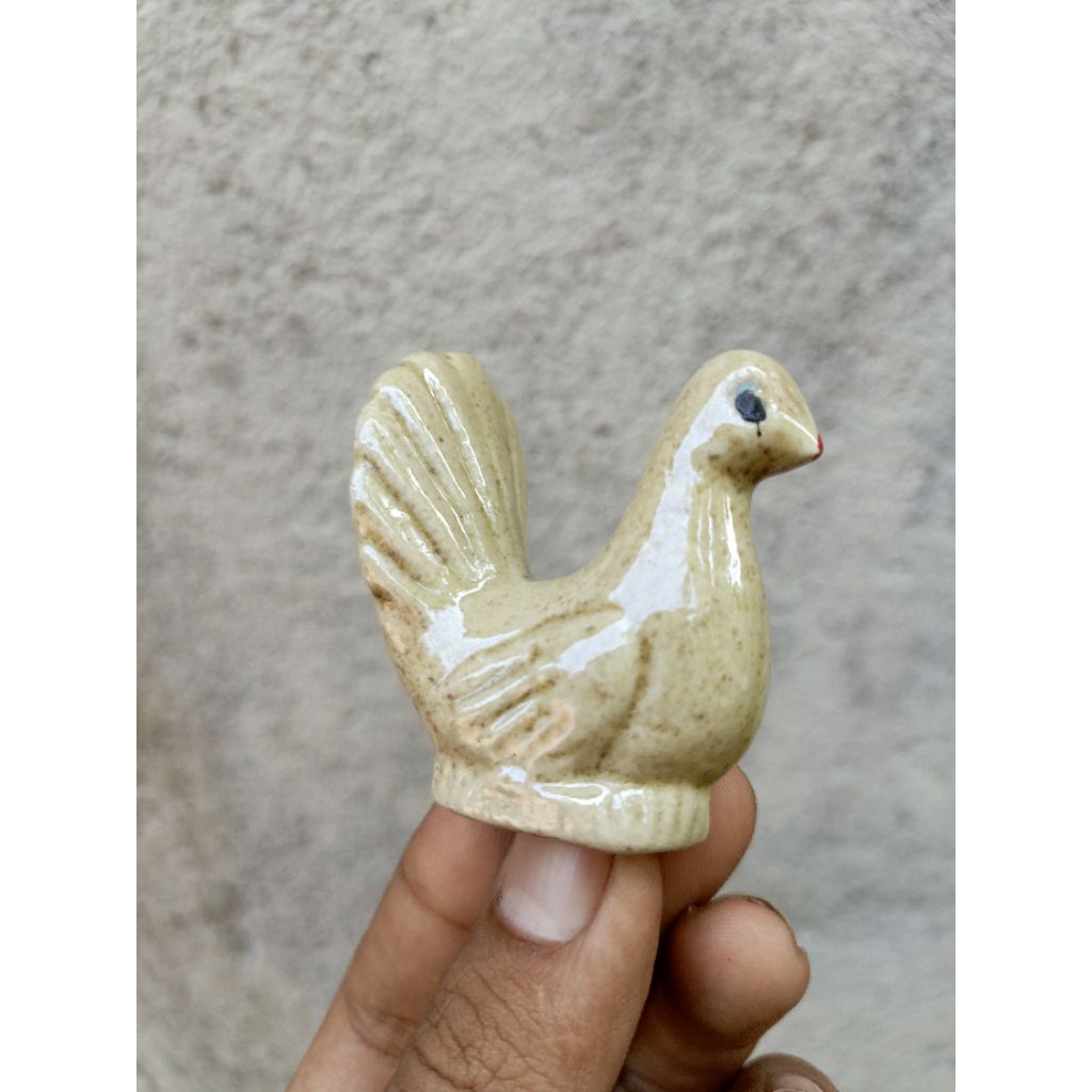 patung pajangan ayam keramik vintage jadul lawas