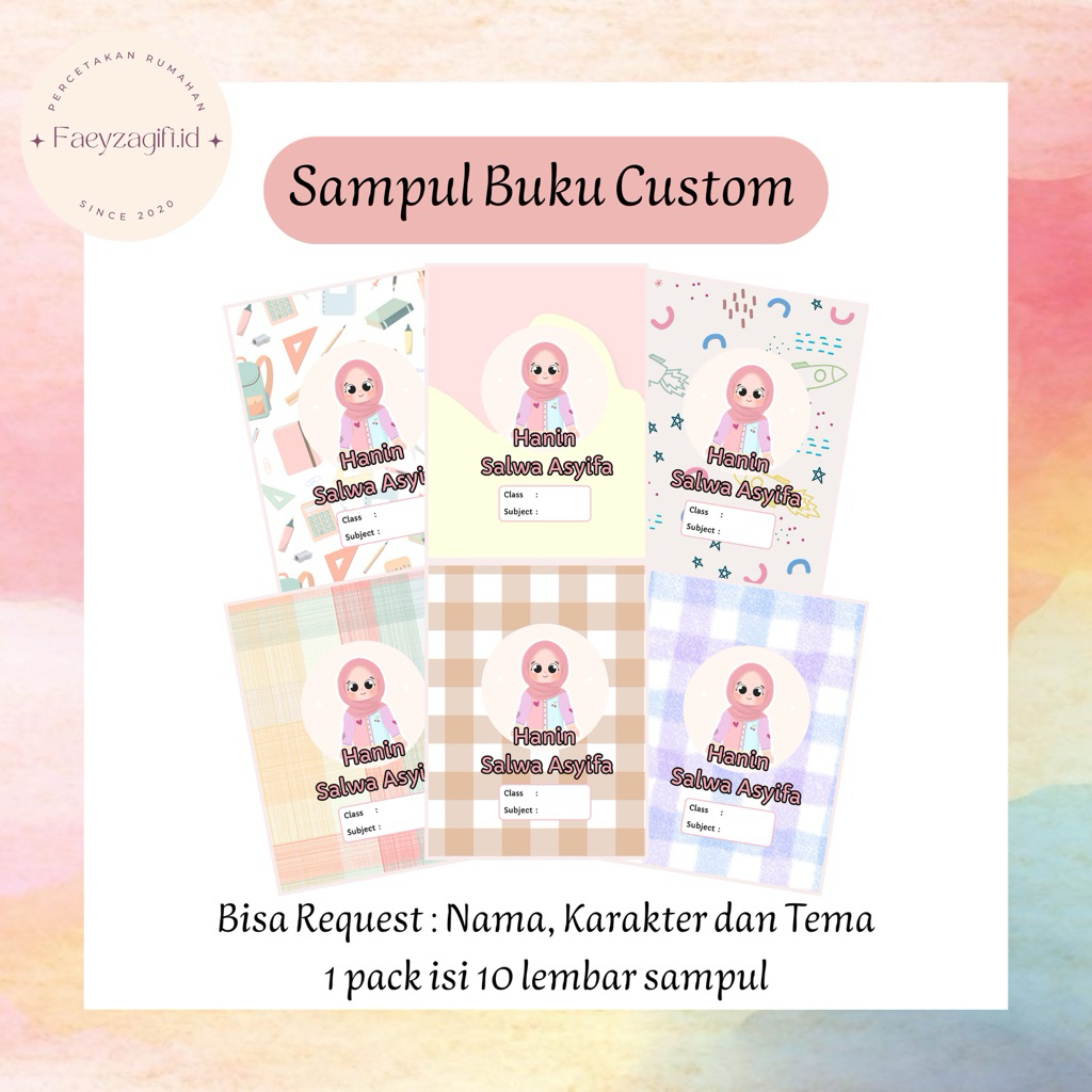 

(10 LEMBAR) SAMPUL BUKU CUSTOM BISA REQUEST NAMA, KARAKTER DAN TEMA