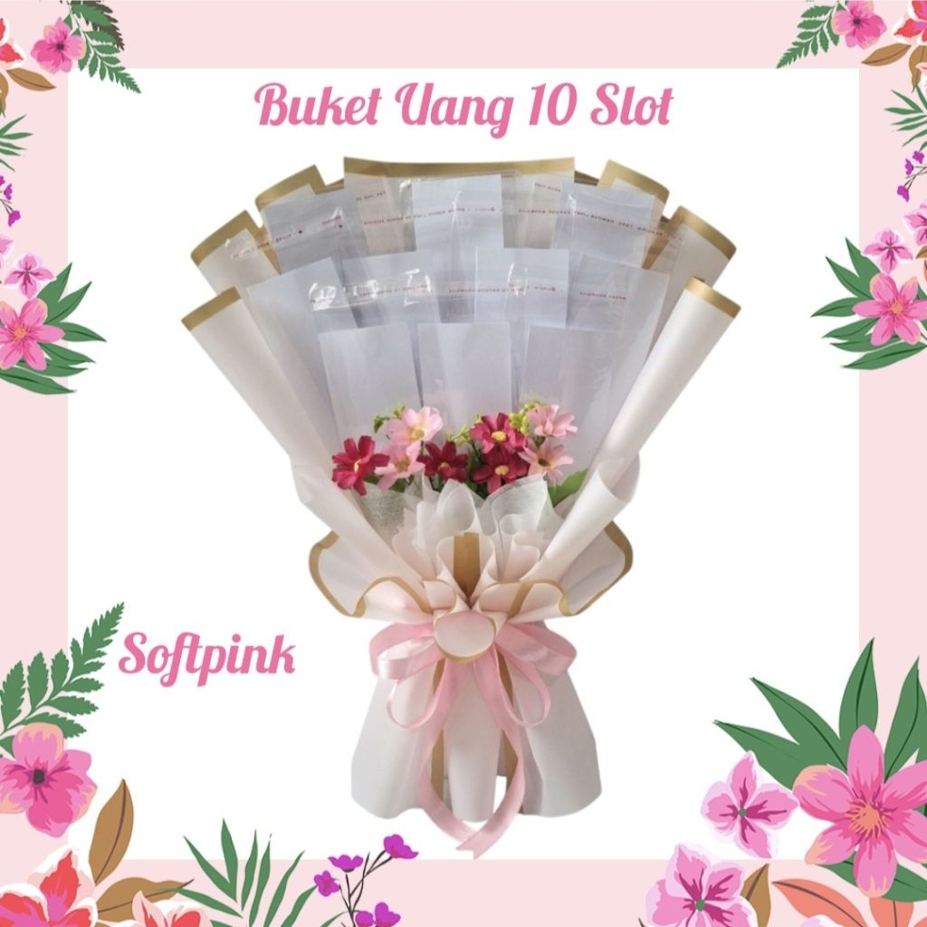 Buket Uang 10 Lembar / Buket Uang Kosong 10 Lembar / Buket Uang dan Bunga