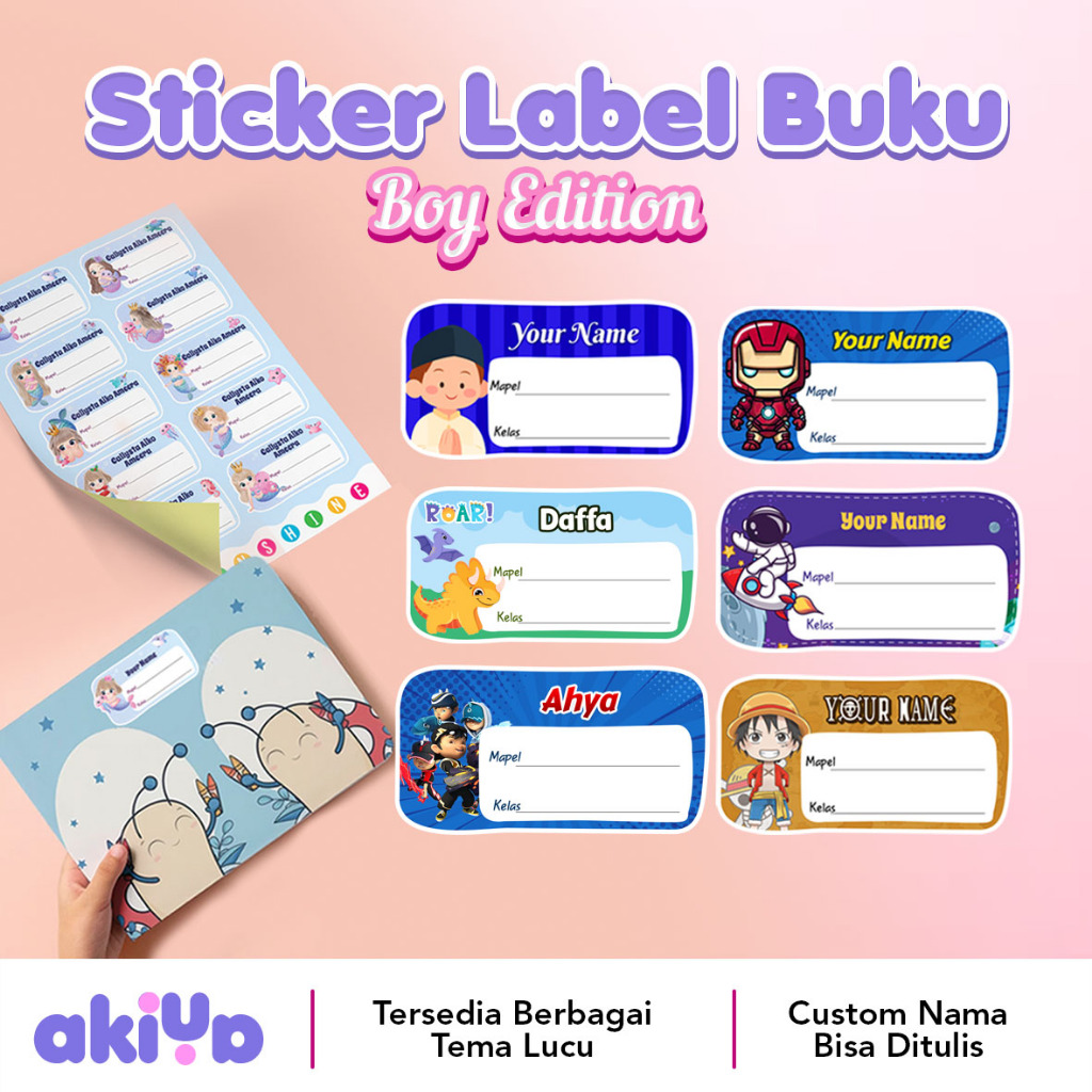 

40PC STICKER LABEL BUKU BOY EDITION (FREE CUSTOME NAMA)