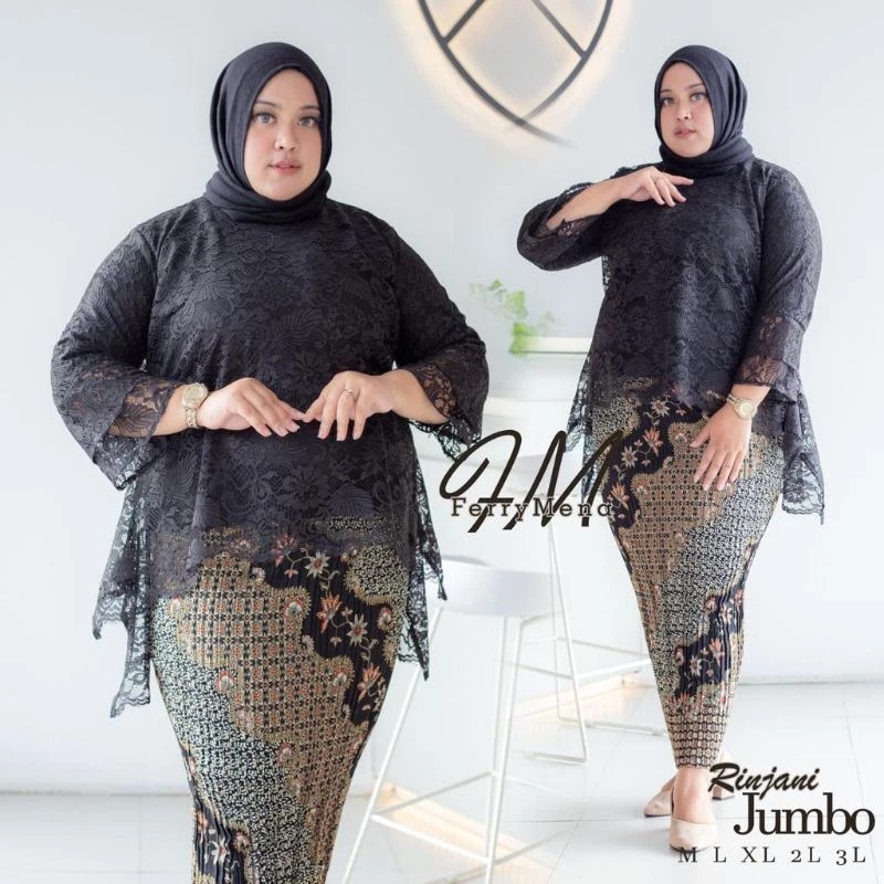 Setelan Kebaya Rinjani JUMBO LD 120-140 / Kebaya Modern Rinjani Brokat Baju Kondangan Big Size