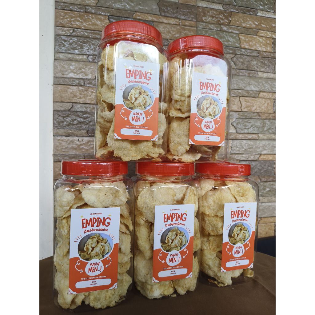

Emping melinjo siap konsumsi 150 gram dalam kemasan toples