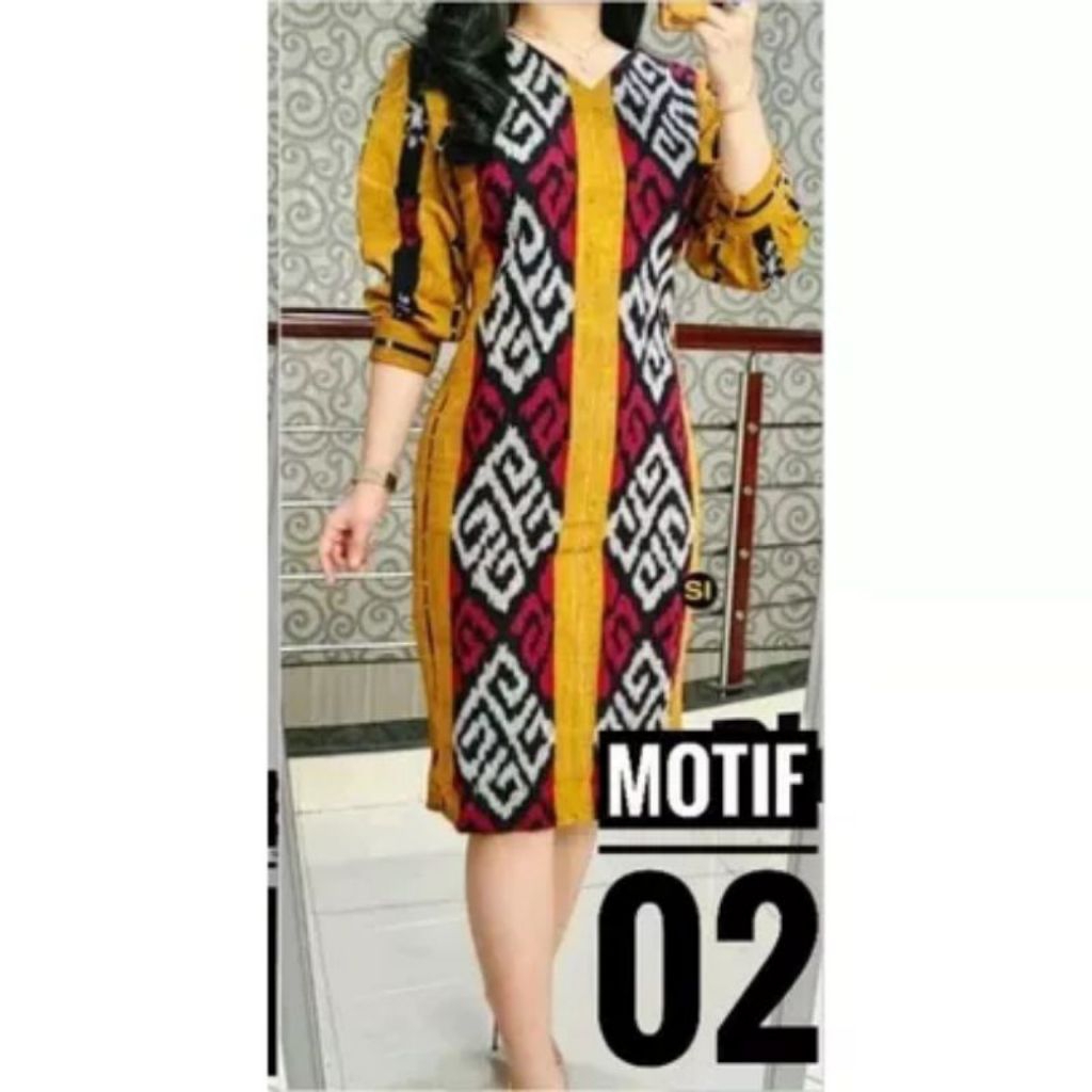 BAJU TENUN WANITA DRESS TENUN DRESS PESTA DRESS KERJA