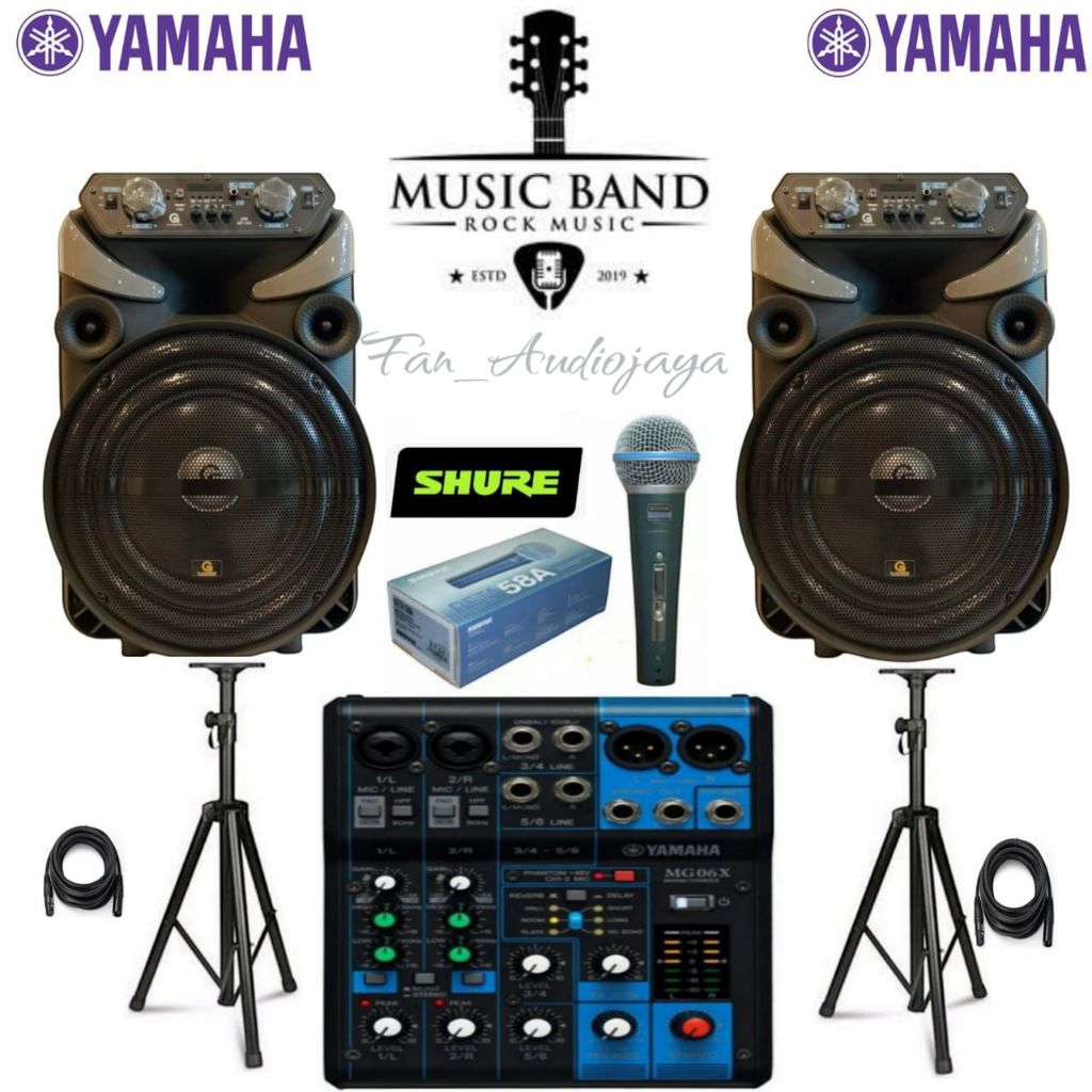 PAKET SOUND SYSTEM YAMAHA MIXER 6 CHANNEL 15 INCH INDOR/OUTDOOR