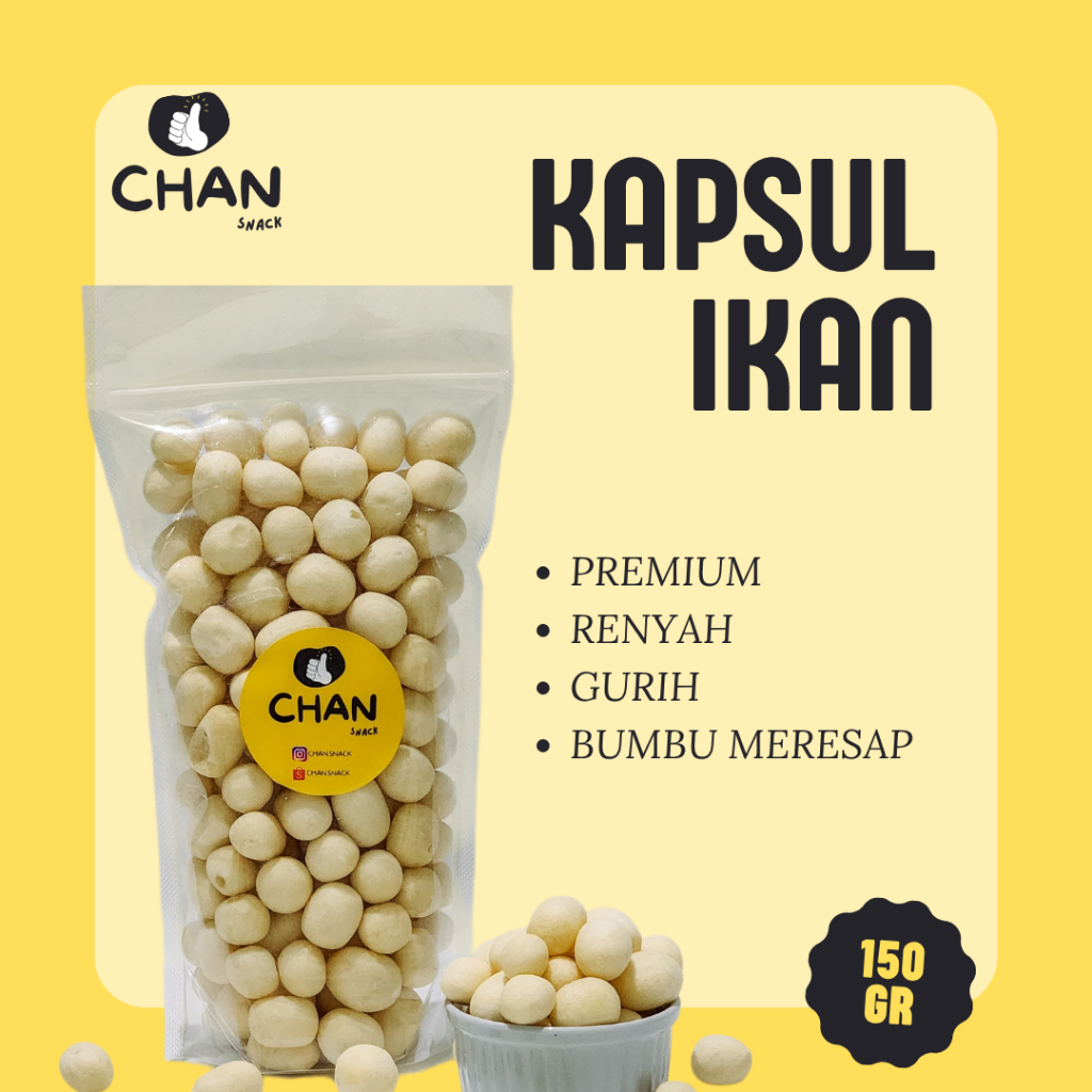 

Kapsul Ikan / Pilus Besar Original Premium 150gr Renyah Kriuk Asin Gurih Cemilan Snack Kiloan CHAN SNACK
