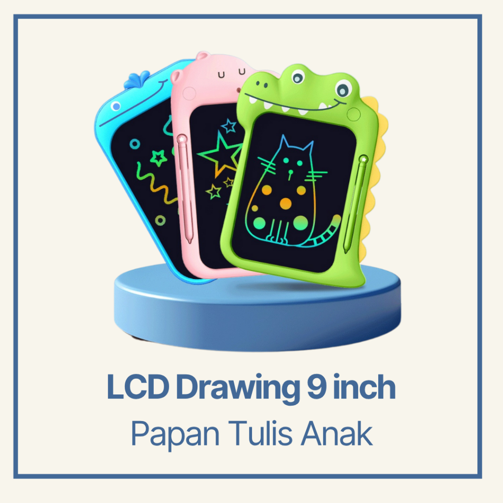 Homy LCD Drawing 9" Papan Tulis Anak Karakter Dinosaurus Paus Beruang