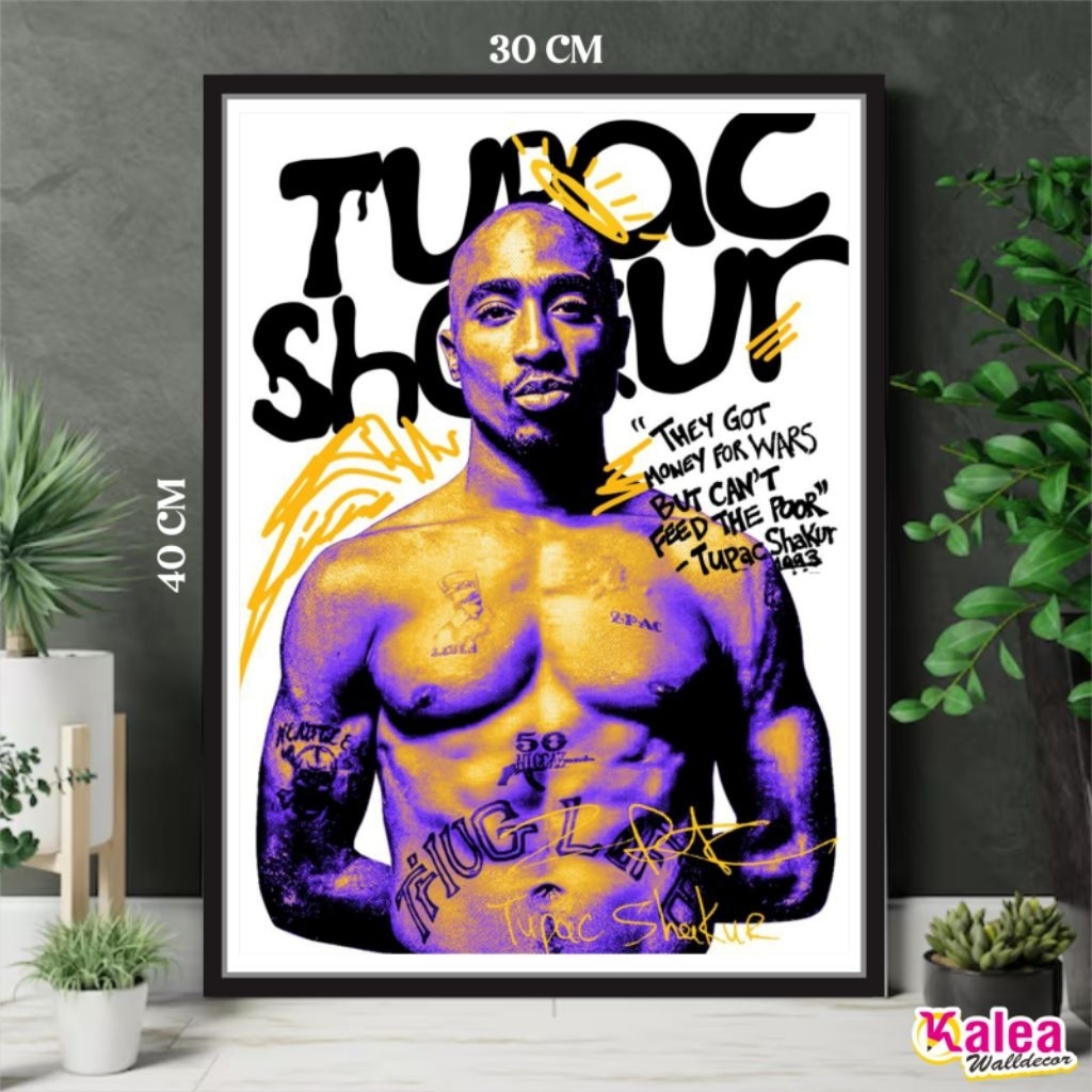 Hiasan Dinding Tupac Shakur Ukuran 30 X 40  / Poster Kayu Tupac Shakur  Ukuran 30 X 40 / Walldecor T